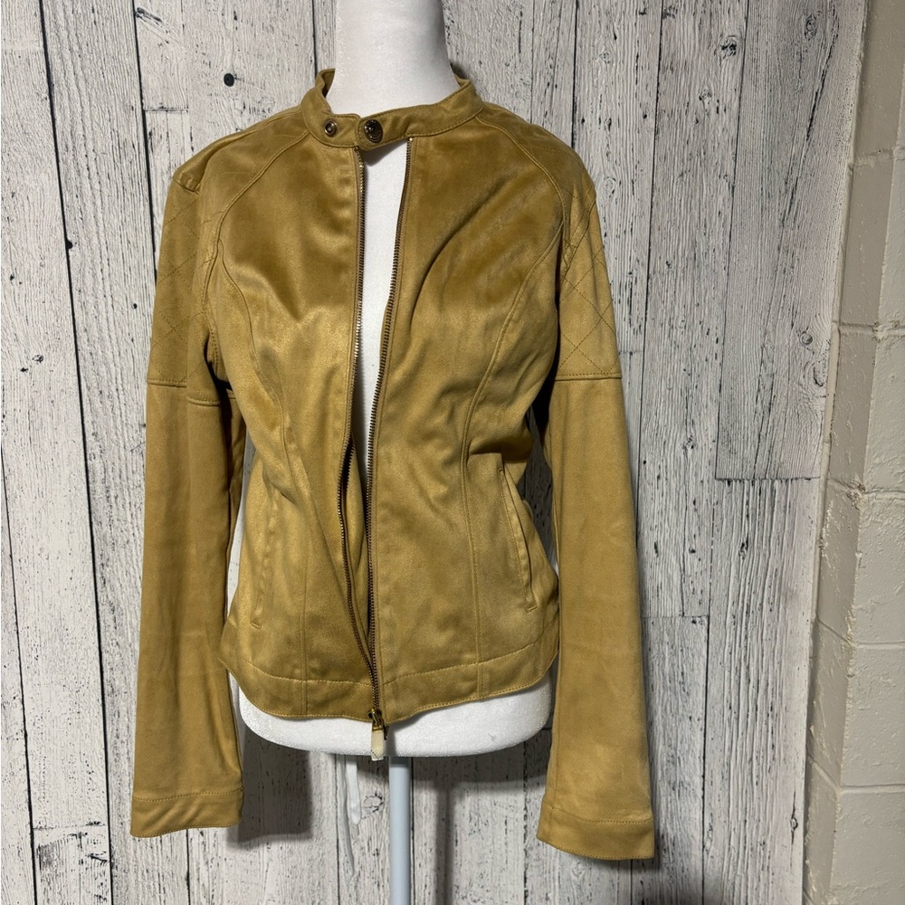 True Religion Yellow leather faux jacket